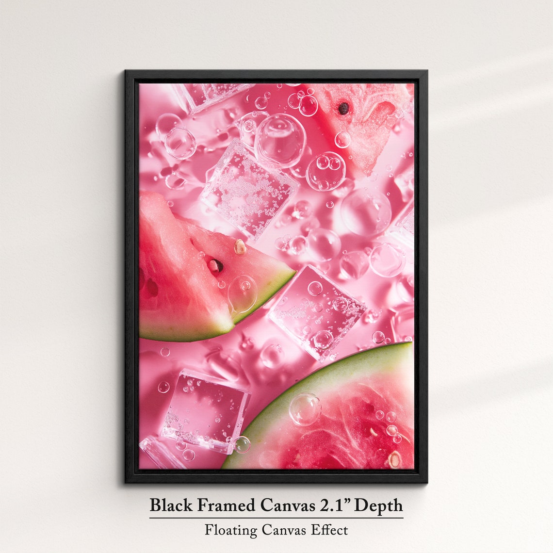 Watermelon Slices And Ice Cubes On Pink Summer Refresh Art Poster - Image 2