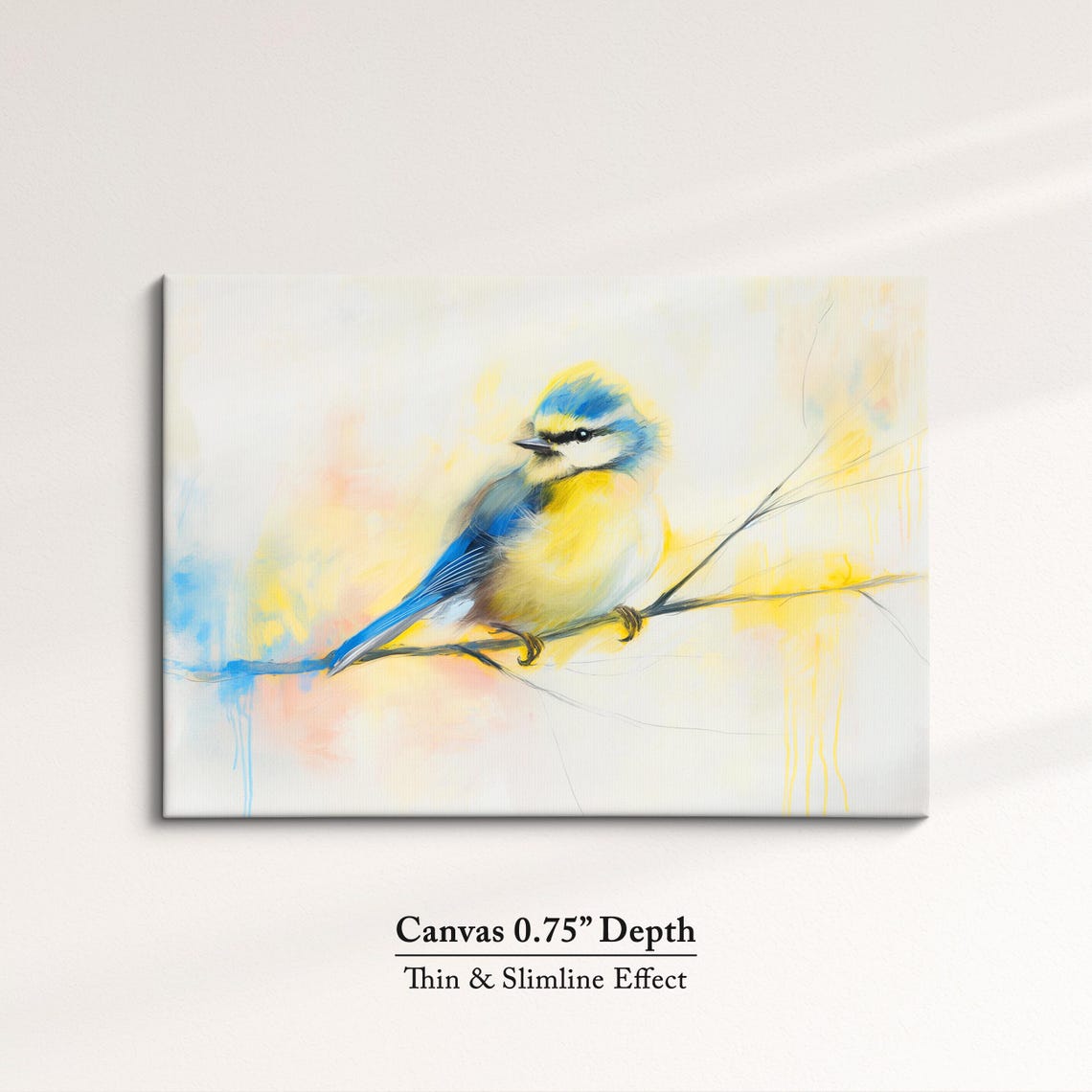 Blue Tit Bird Soft Watercolor Cream Branch Songbird Wall Poster - Image 4