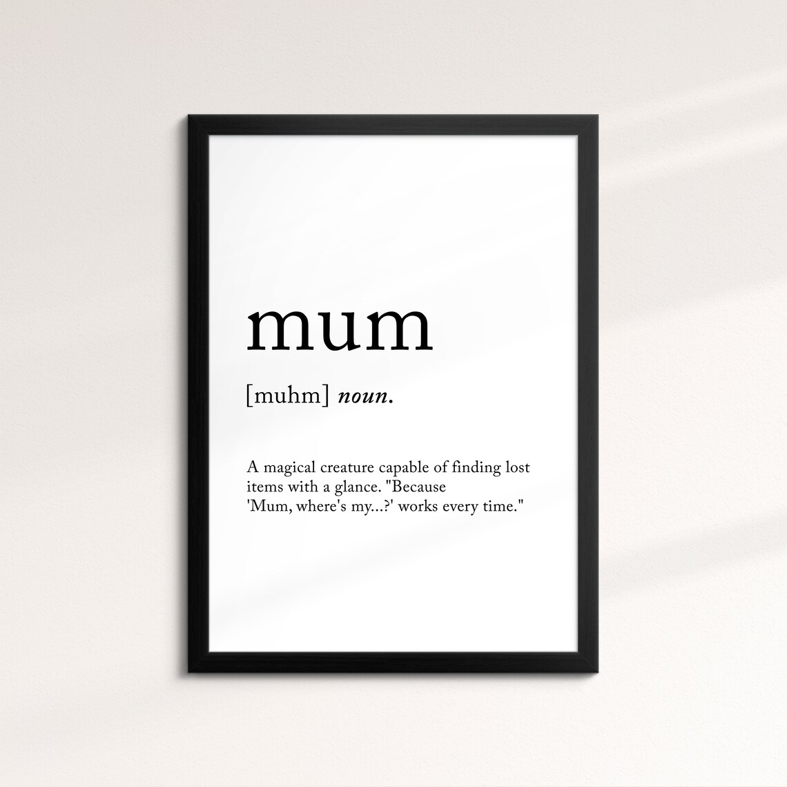 Mum Minimalist Definition Quote Word Art Framed Print Framed Female Wall Art Lady Poster Feminine Home Decor Gifts For Her