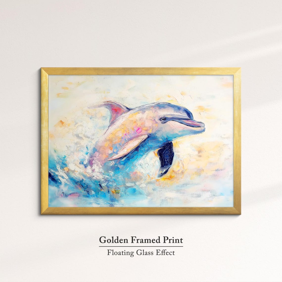 Dolphin Leaping Pastel Waves Colorful Ocean Abstract Wall Art Poster - Image 5