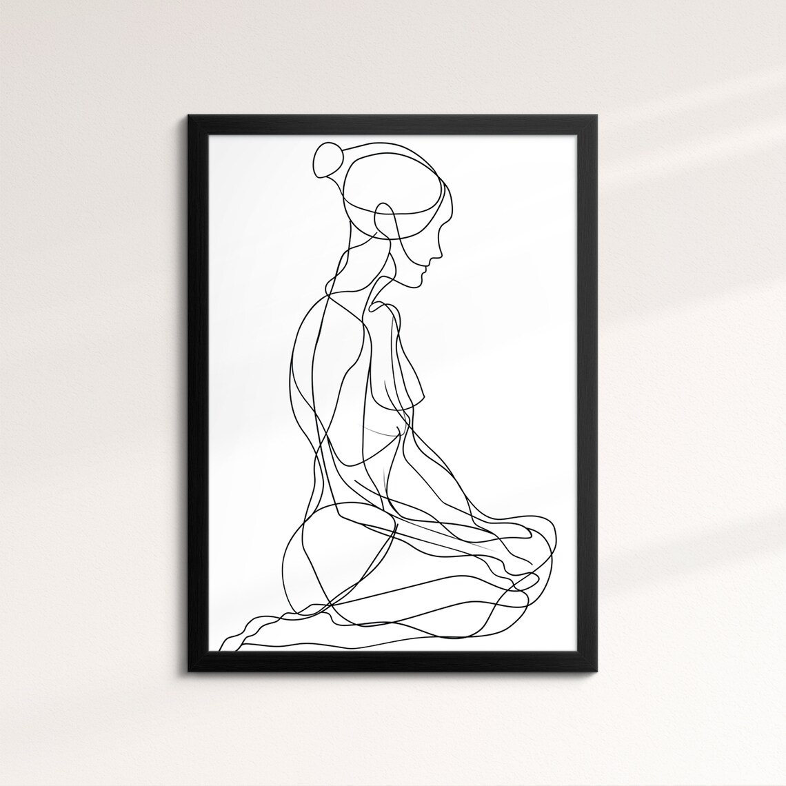 Elegant Woman Line Art Drawing Seated Female Figure Minimalist Wall Art Poster