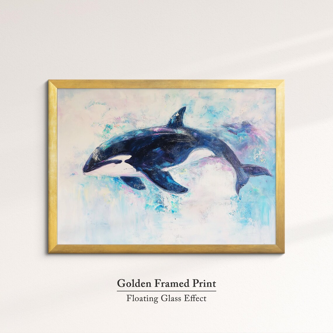 Orca Killer Whale Abstract Oil Painting Art Print - Image 5
