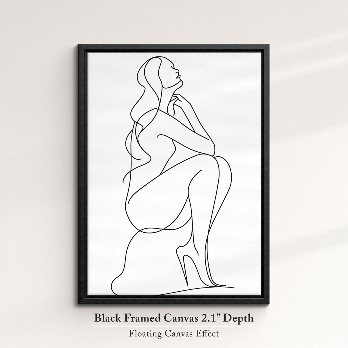 Kneeling Woman Pose Continuous Line Art Drawing Minimalist Wall Decor Poster - Image 2