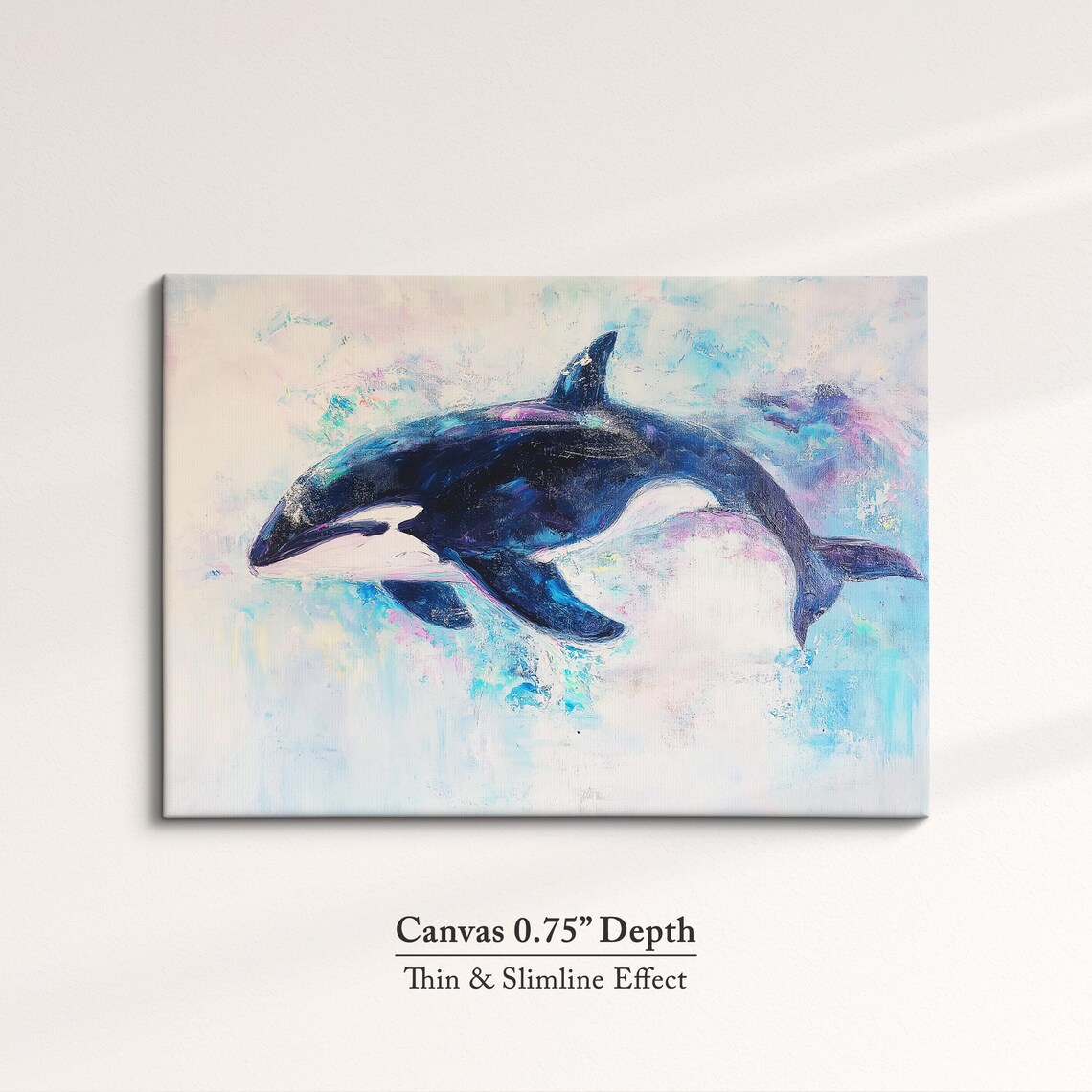 Orca Killer Whale Abstract Oil Painting Art Print - Image 4