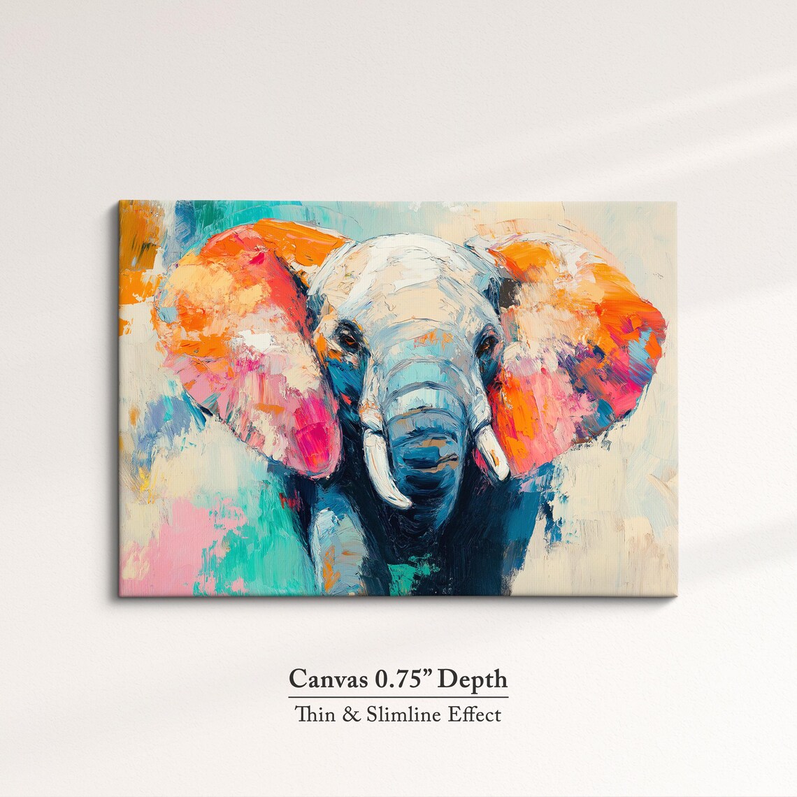 Elephant Head Orange Blue Palette Knife Abstract Safari Wall Art Poster - Image 4