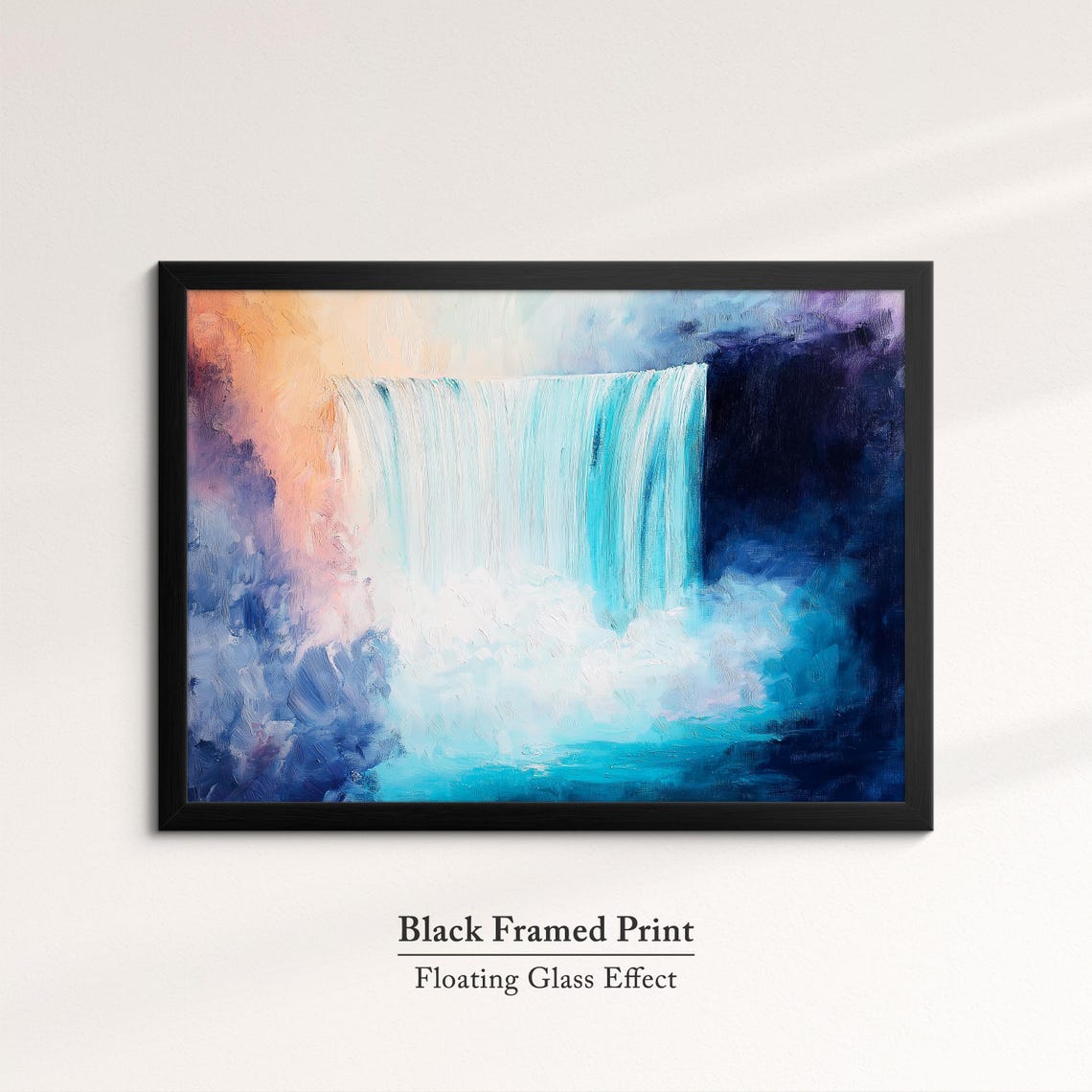 Niagara Falls Abstract Oil Painting Deep Blue Night Waterfall Wall Art - Image 8