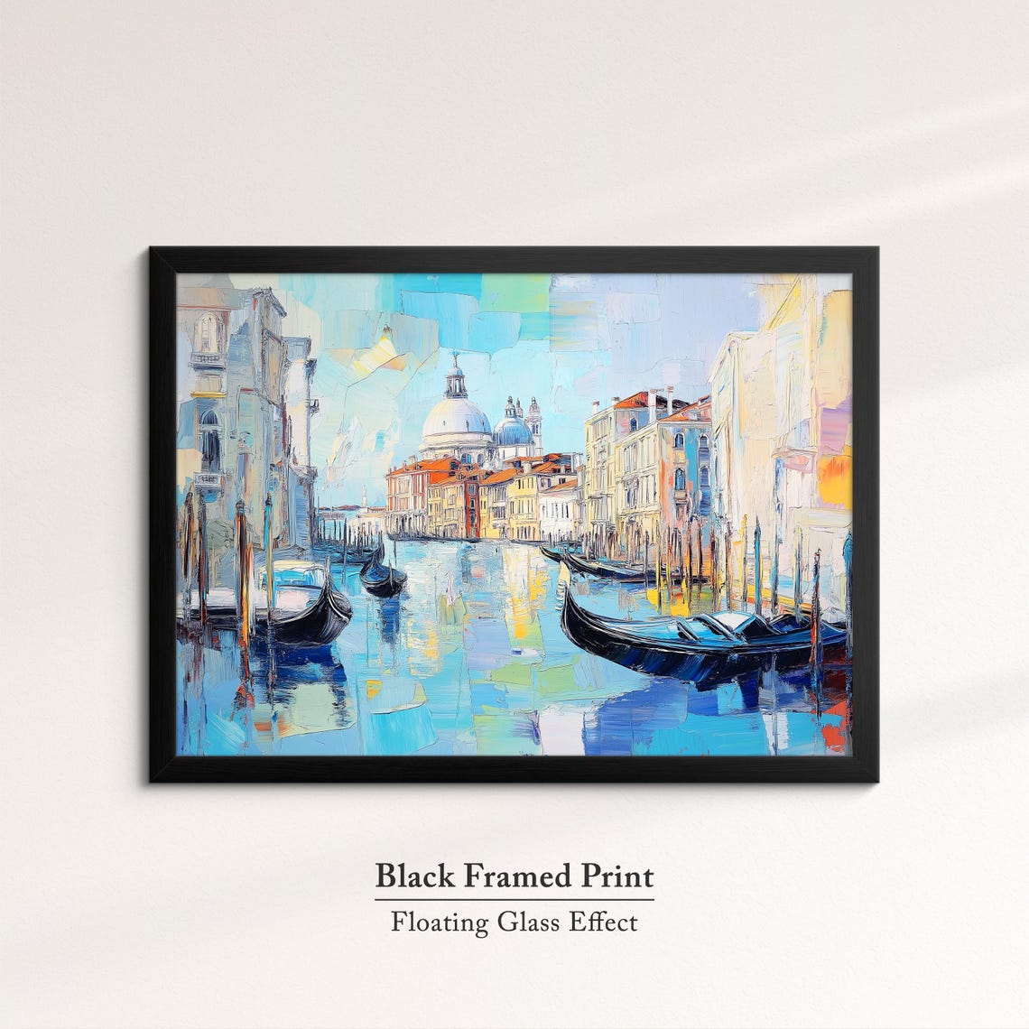 Venice Grand Canal Gondolas Abstract Oil Painting Bright Blue Poster - Image 8