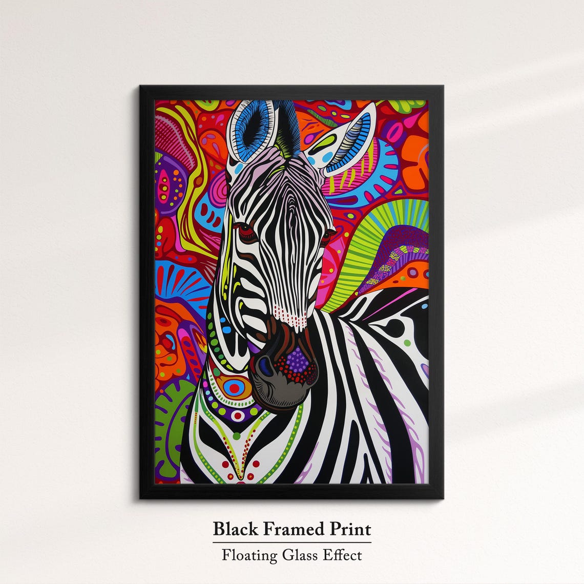 Zebra Black White Stripes Colorful Psychedelic Swirl Background Poster - Image 8