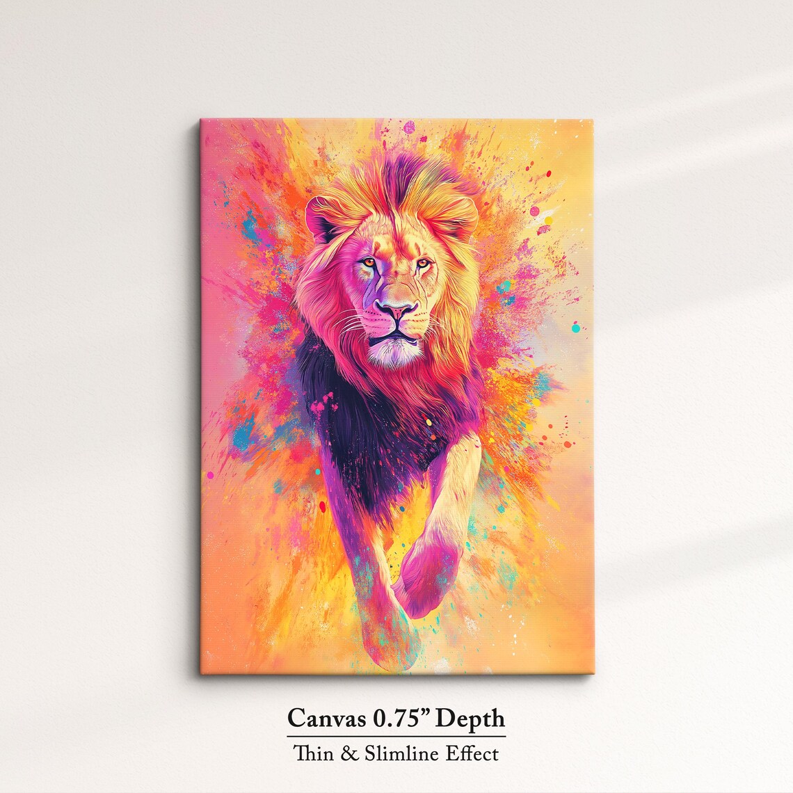 Lion Colorful Majestic Mane Leaping Paint Splash Vibrant Wildlife Art Poster - Image 4