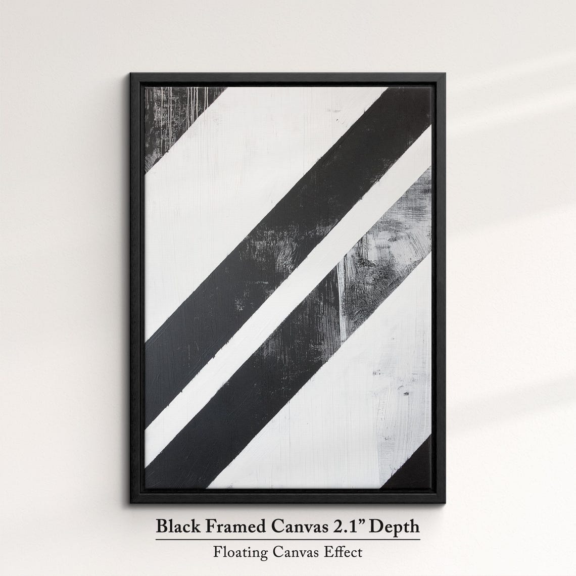 Black And White Diagonal Stripes Abstract Modern Minimalist Print - Image 2