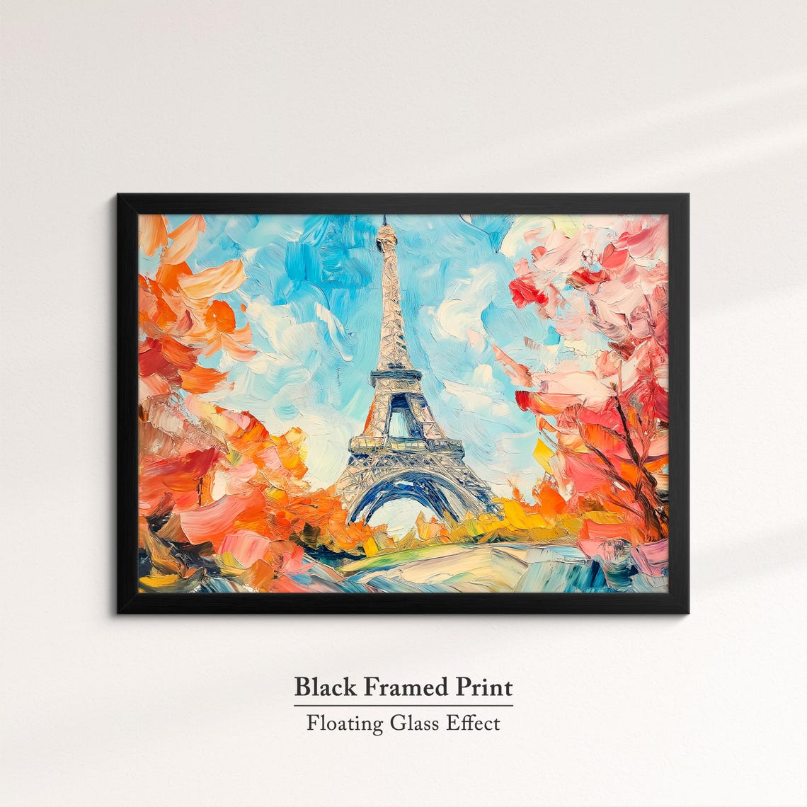 Eiffel Tower Paris Vibrant Autumn Foliage Oil Painting Travel Poster - Image 8