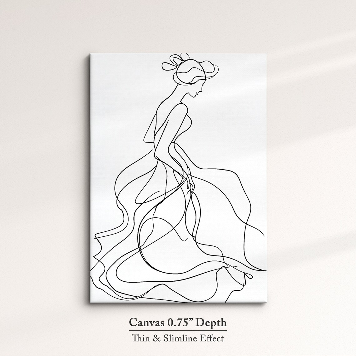 Woman in Flowing Wedding Dress Continuous Line Art Drawing Minimalist Poster - Image 4