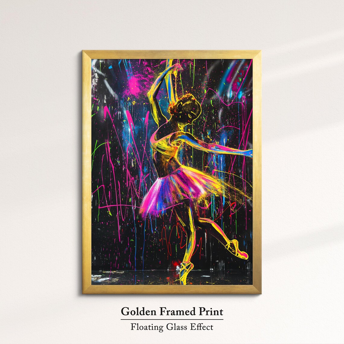 Ballerina Neon Paint Splatter Silhouette Colorful Ballet Dance Wall Poster - Image 5