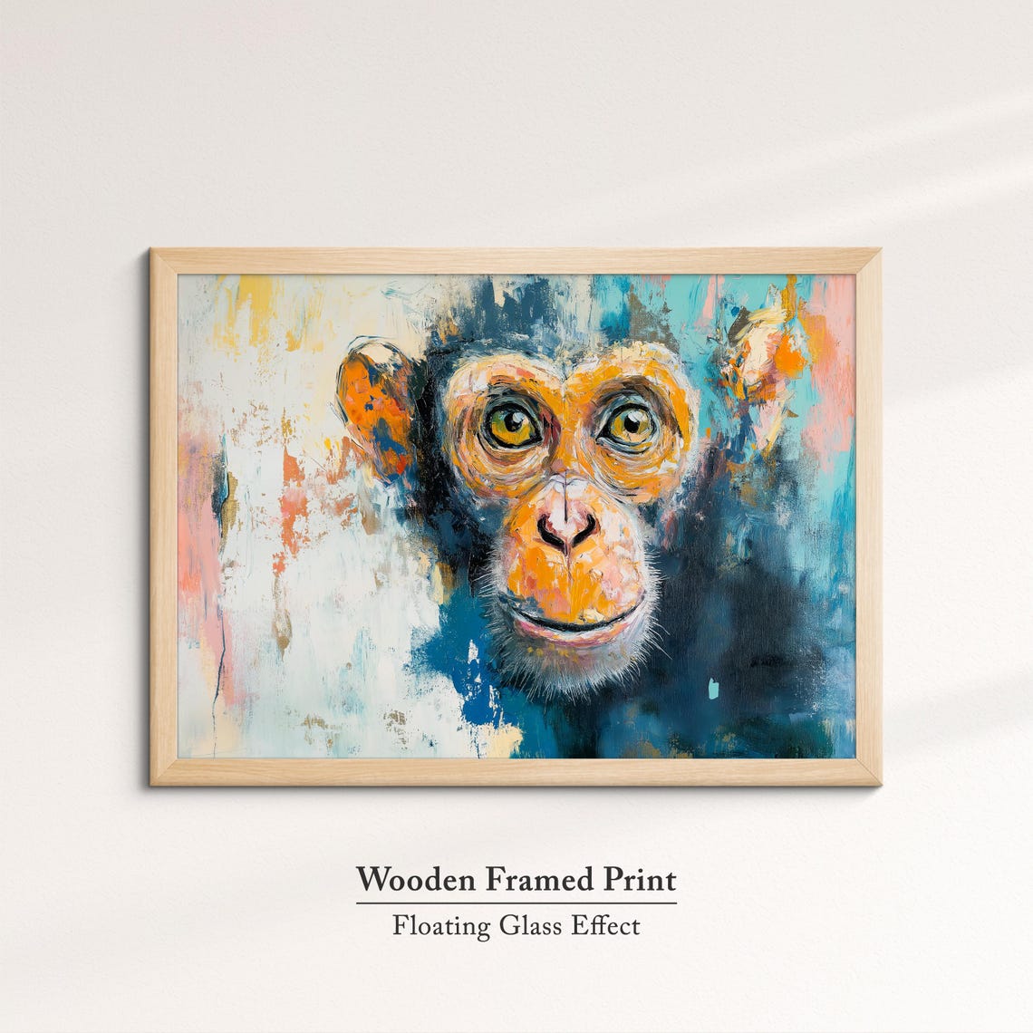 Chimpanzee Abstract Oil Painting Colorful Primate Portrait Wall Art - Image 6