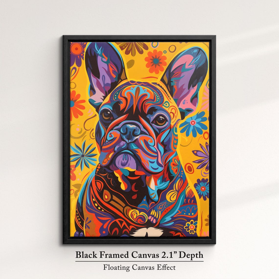 French Bulldog Colorful Psychedelic Floral Pop Art Dog Portrait Poster - Image 2