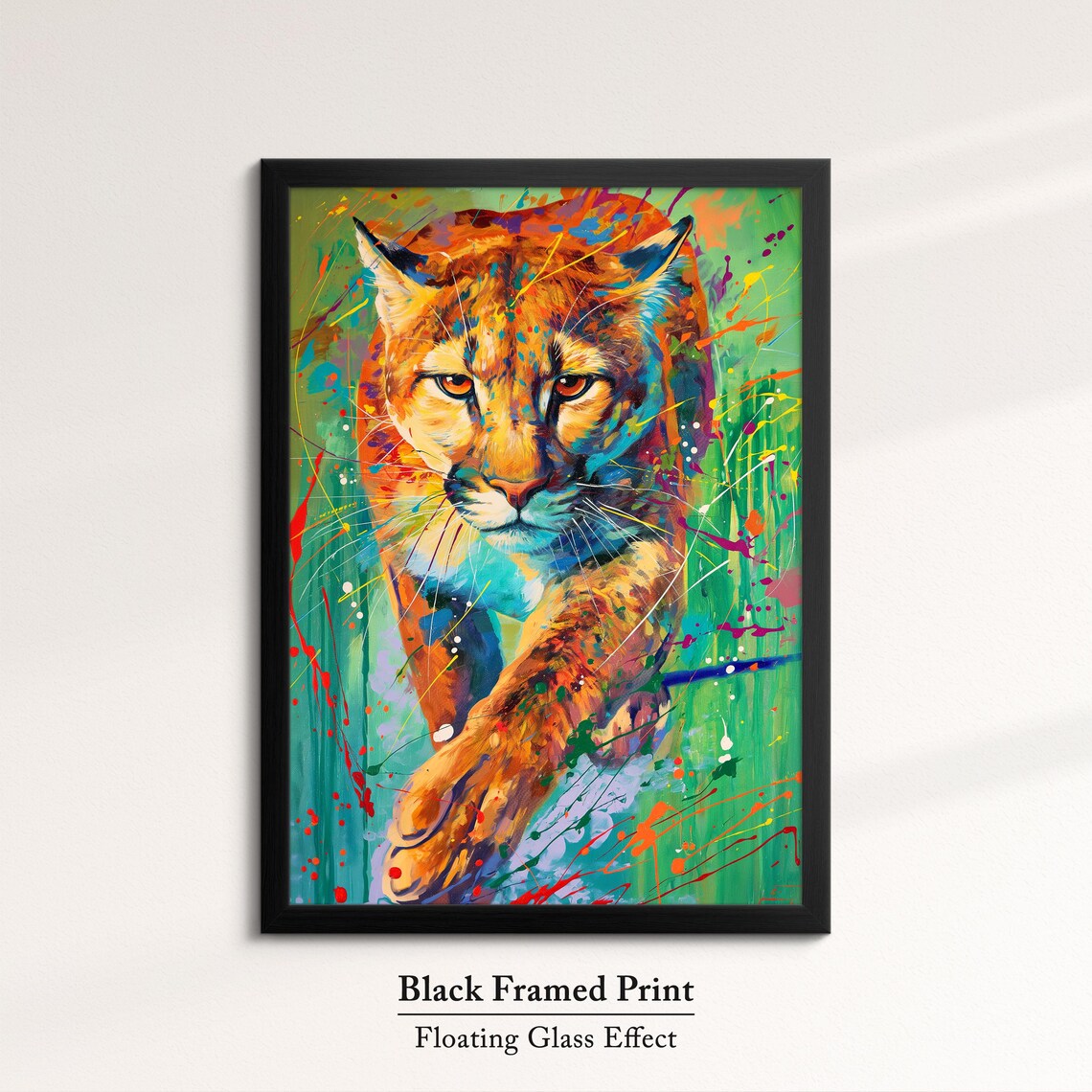 Prowling Lioness Vibrant Pop Art Painting Colorful Splatter Wildlife Wall Poster - Image 8