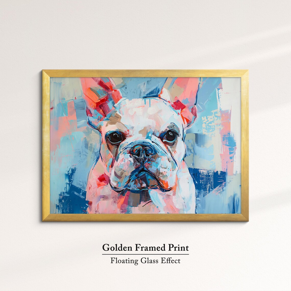 French Bulldog Bold Pop Art Pink Blue Abstract Dog Portrait Poster - Image 5