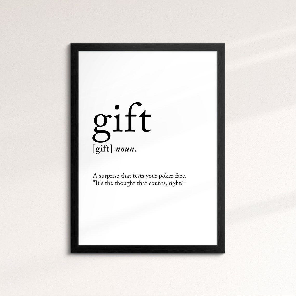 Gift Dictionary Definition Word Art Minimalist Typography Art Poster