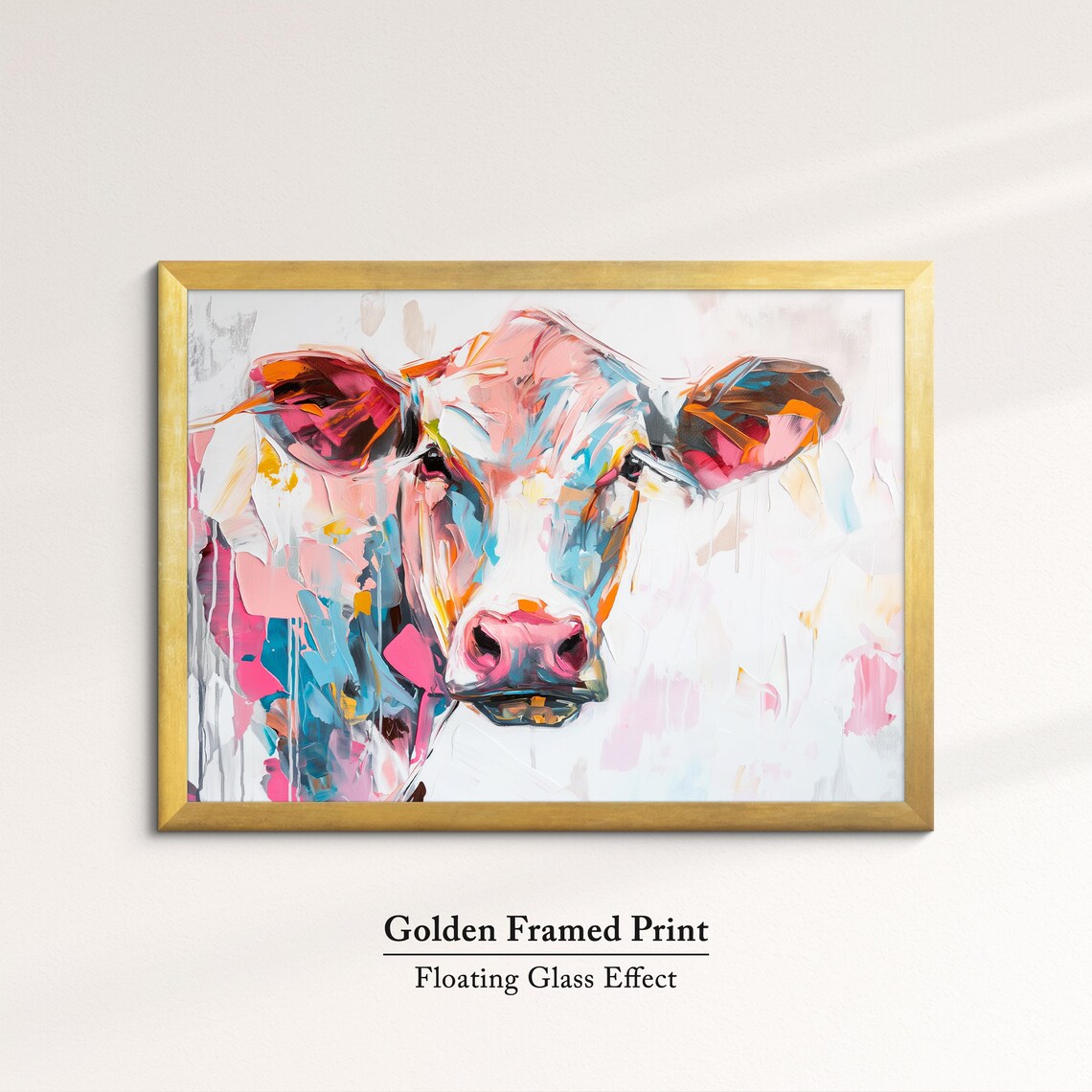 Cow Head Colorful Pastel Abstract Farm Animal Portrait Wall Art - Image 5