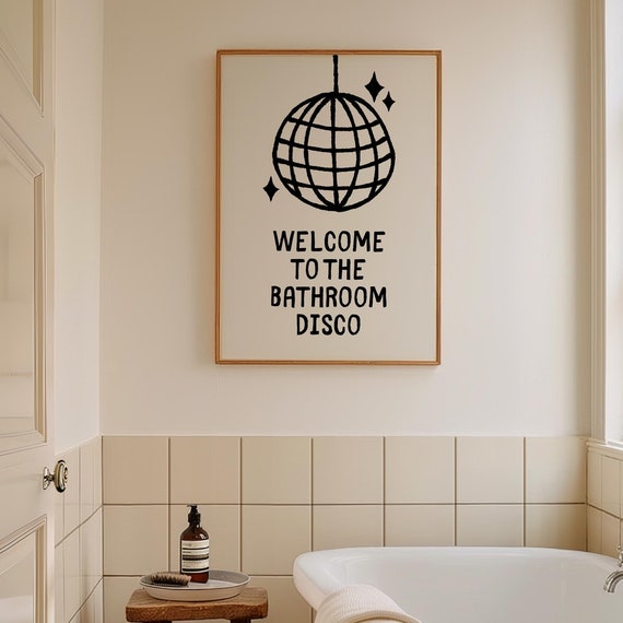 Bathroom Disco Retro Aesthetic Wall Art Print