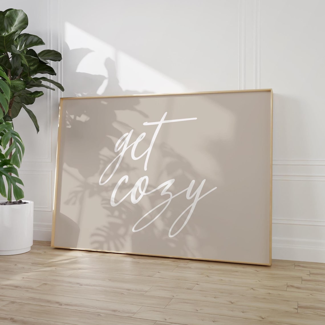 Get Cozy Minimalist Typography Poster, Neutral Decor