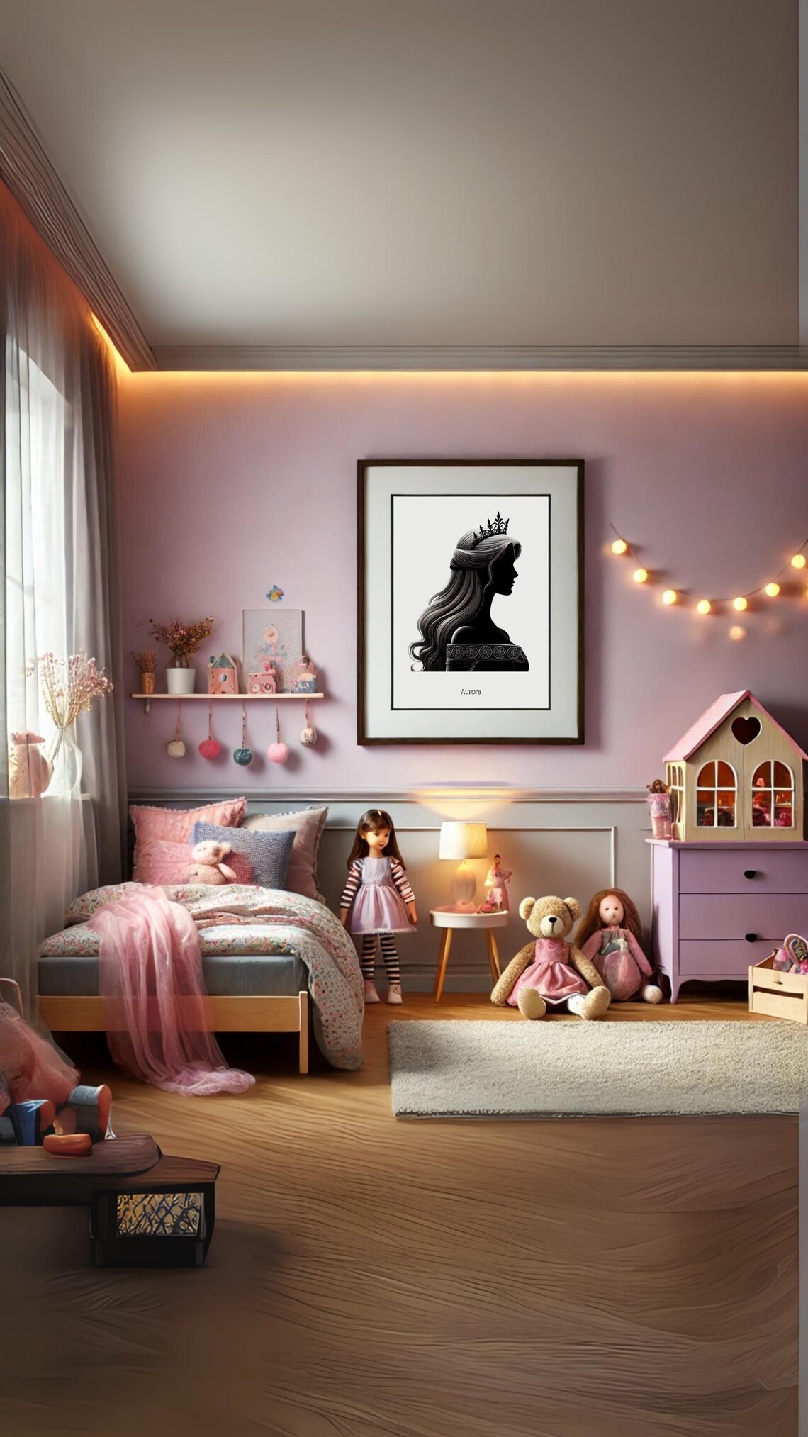 Princess Aurora Silhouette Portrait Fairytale Wall Art For Instant - Image 3