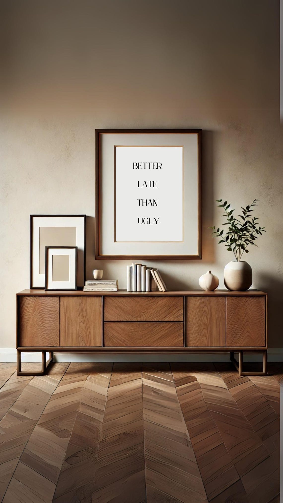 Better Late Than Ugly Print Funny Minimalist Quote Wall Art For Instant - Image 3