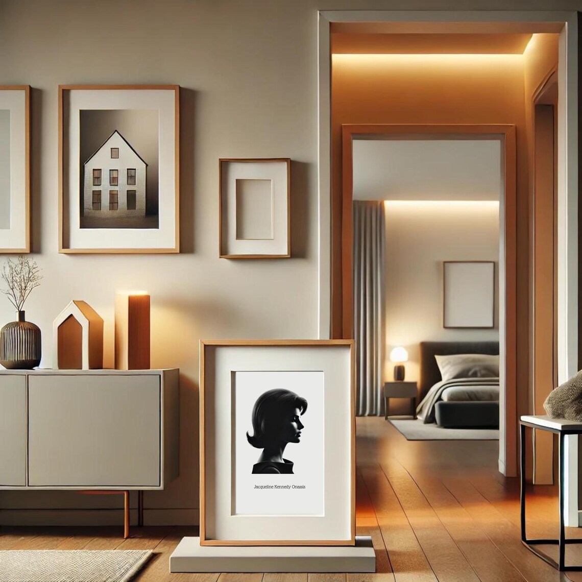 Jacqueline Kennedy Onassis Silhouette Profile Portrait Poster - Image 3