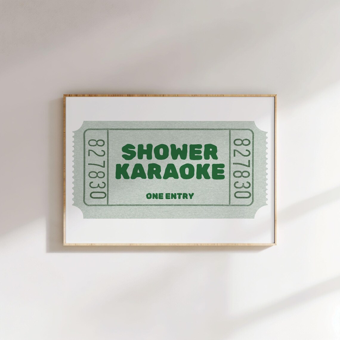 Shower Karaoke Ticket Print, Funny Bathroom Poster