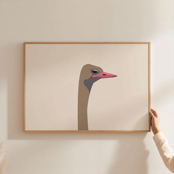 Ostrich Neck And Print Cute Animal Art For Kids Room Colourful Decor