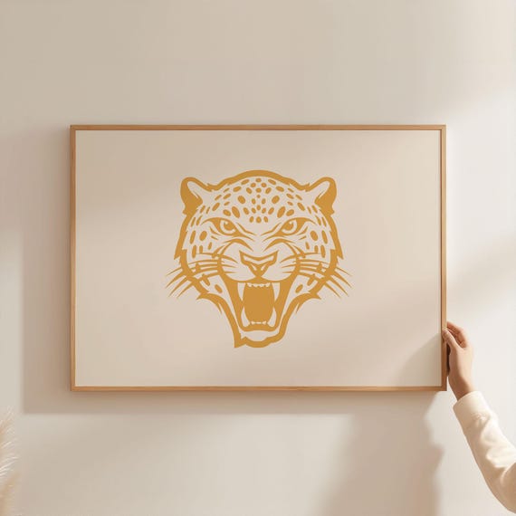 Abstract Cheetah Leopard Print Cute Yellow Animal Art For Kids Room Colorful Decor Instant