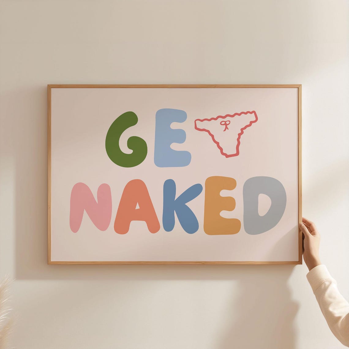 Get Naked Funny Bathroom Typography Sign Colorful Quote Poster