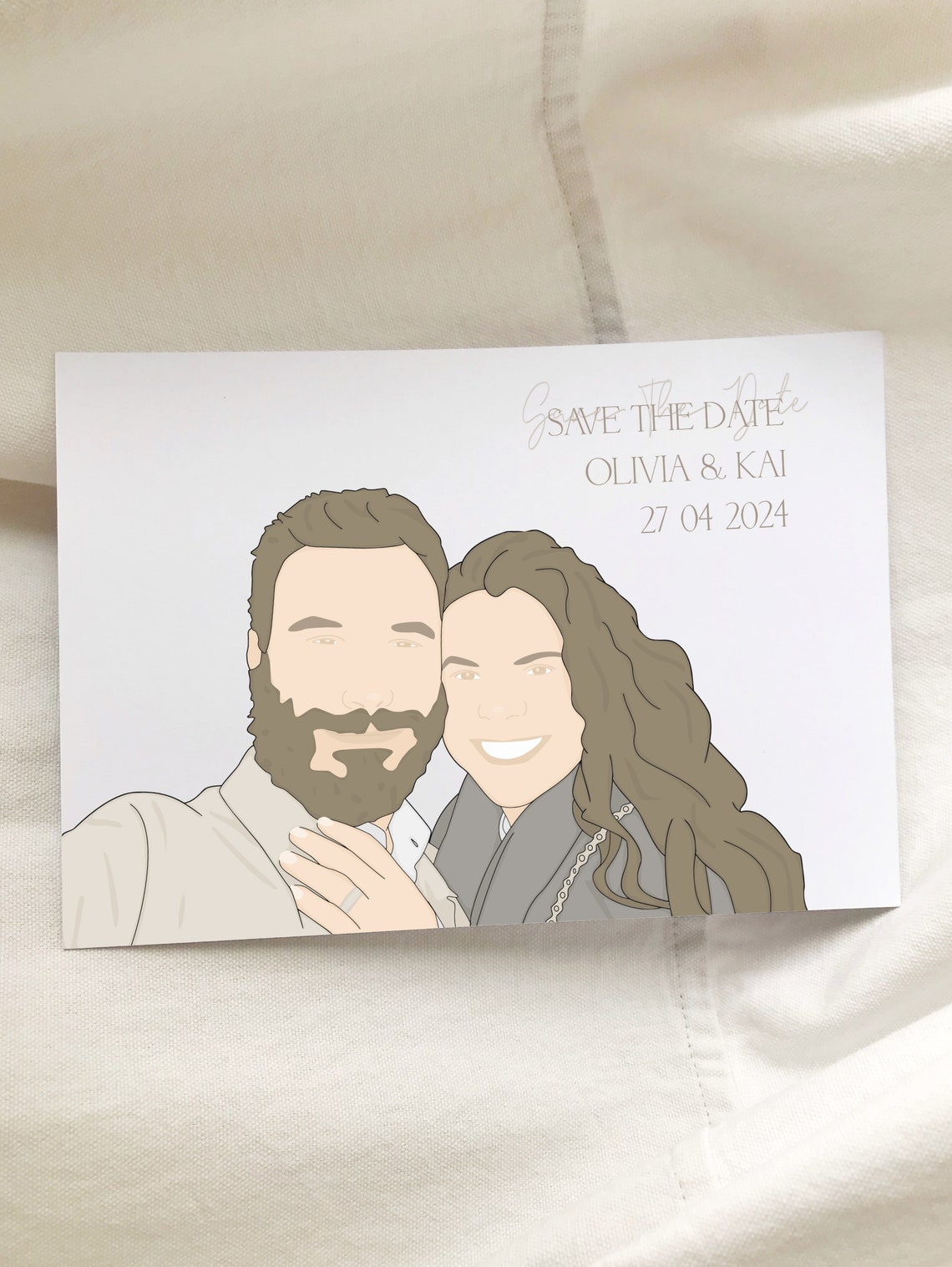 Custom Portrait For Save The Date Illustration From Photo Personalized Save The Date Couple Portrait For Save The Date - Image 3