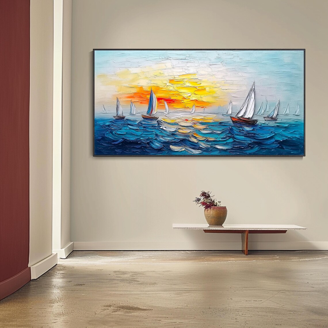 White Sailboats Regatta Golden Sunset Deep Blue Sea Sailing Poster - Image 4