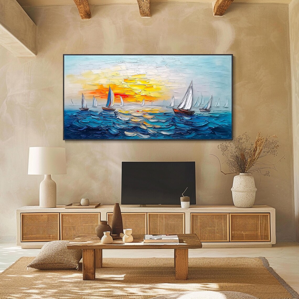 White Sailboats Regatta Golden Sunset Deep Blue Sea Sailing Poster - Image 2