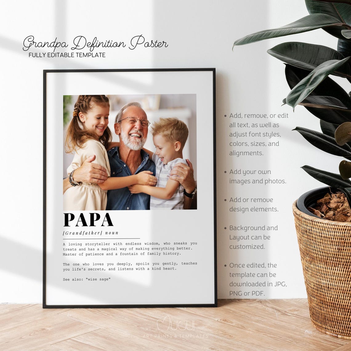 Papa Definition Customizable Grandfather Gift, Art Print - Image 5
