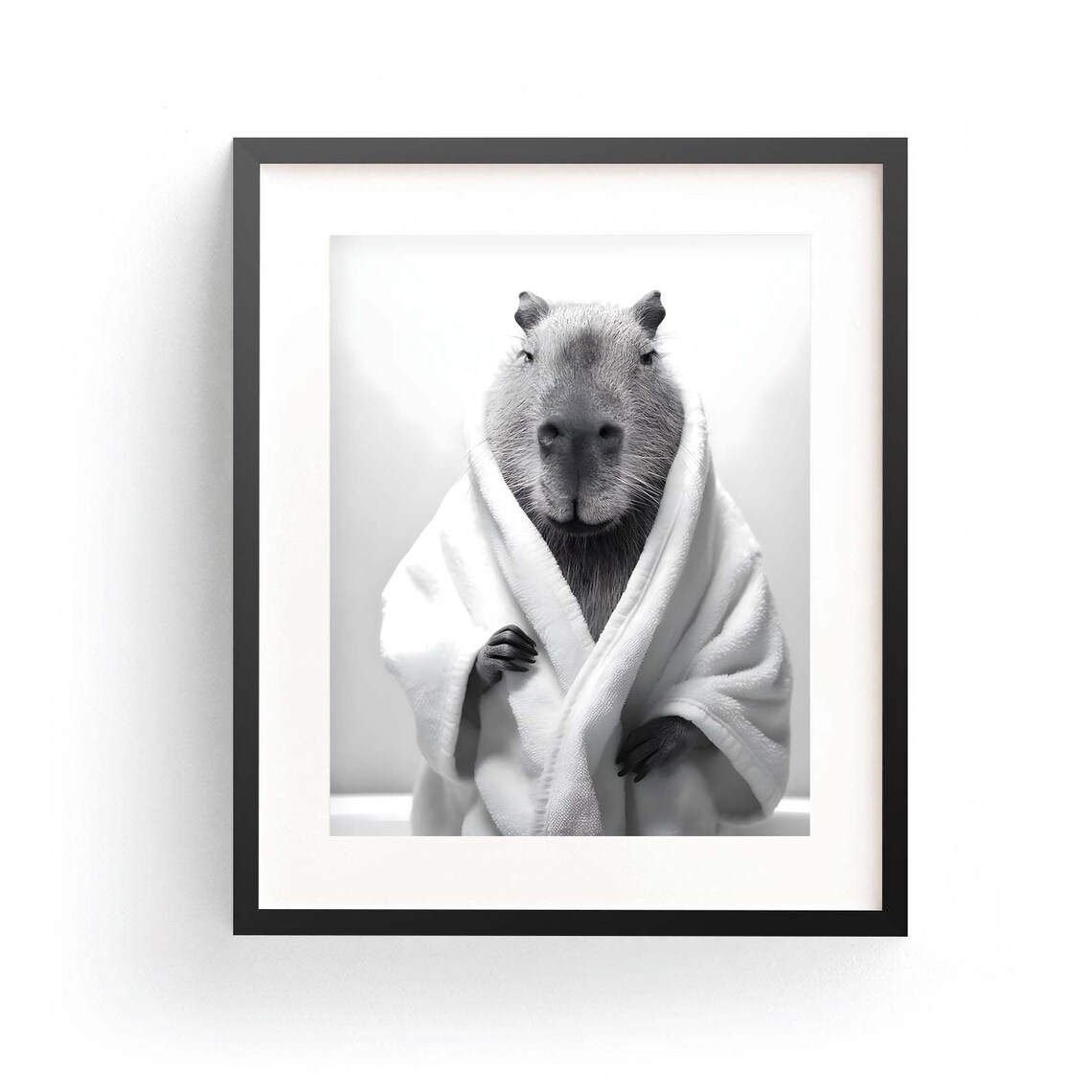Capybara In Bathrobe Funny Bathroom Art Print - Image 3