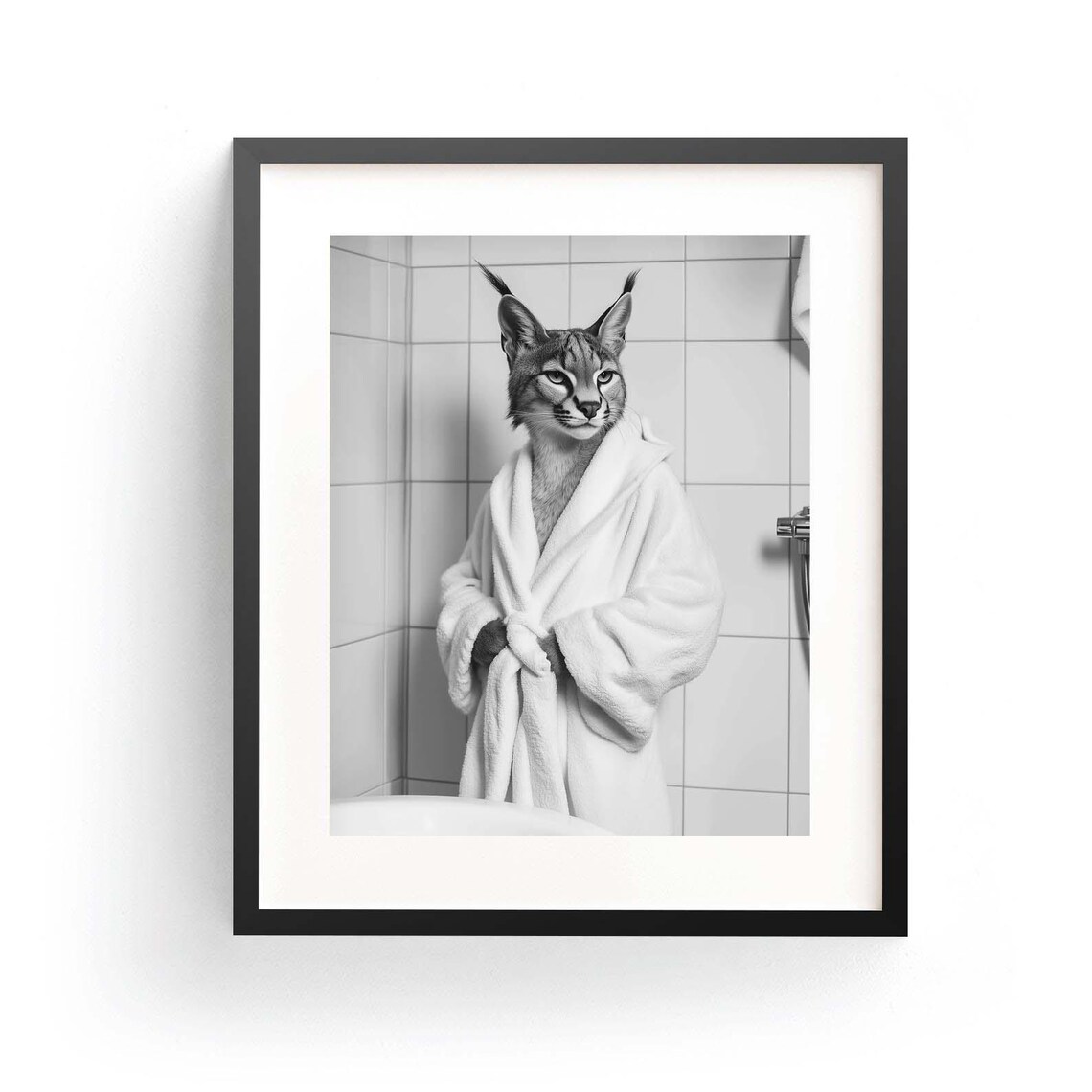 Caracal In Bathrobe Caracal Art Print Caracal Wall Art Caracal Bathroom Funny Caracal Art Kids Bathroom Art Nursery Caracal Poster Whimsy