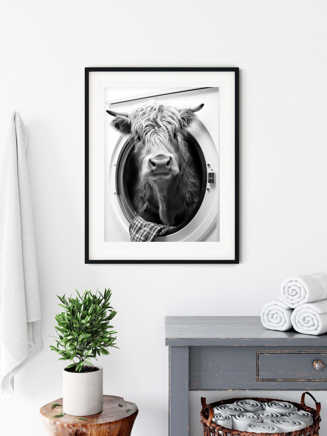 Cow Laundry Art, Funny Highland Cow Poster - Image 3