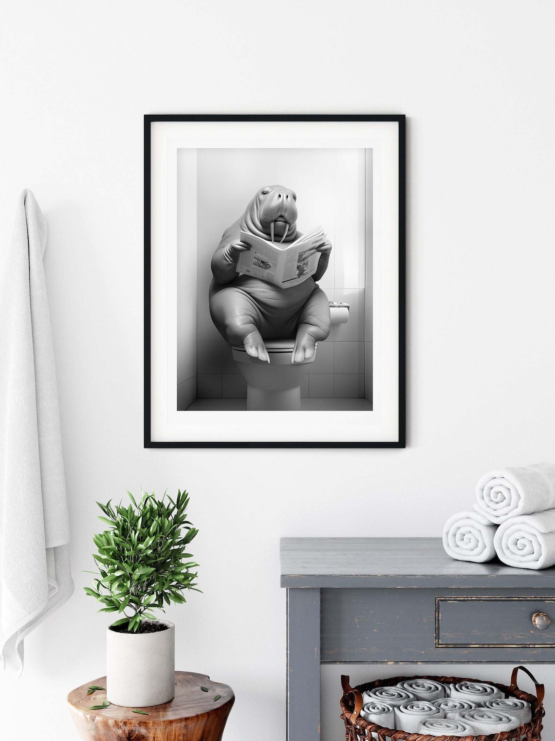 Walrus Funny Bathroom Nursery Animal Art Print - Image 3