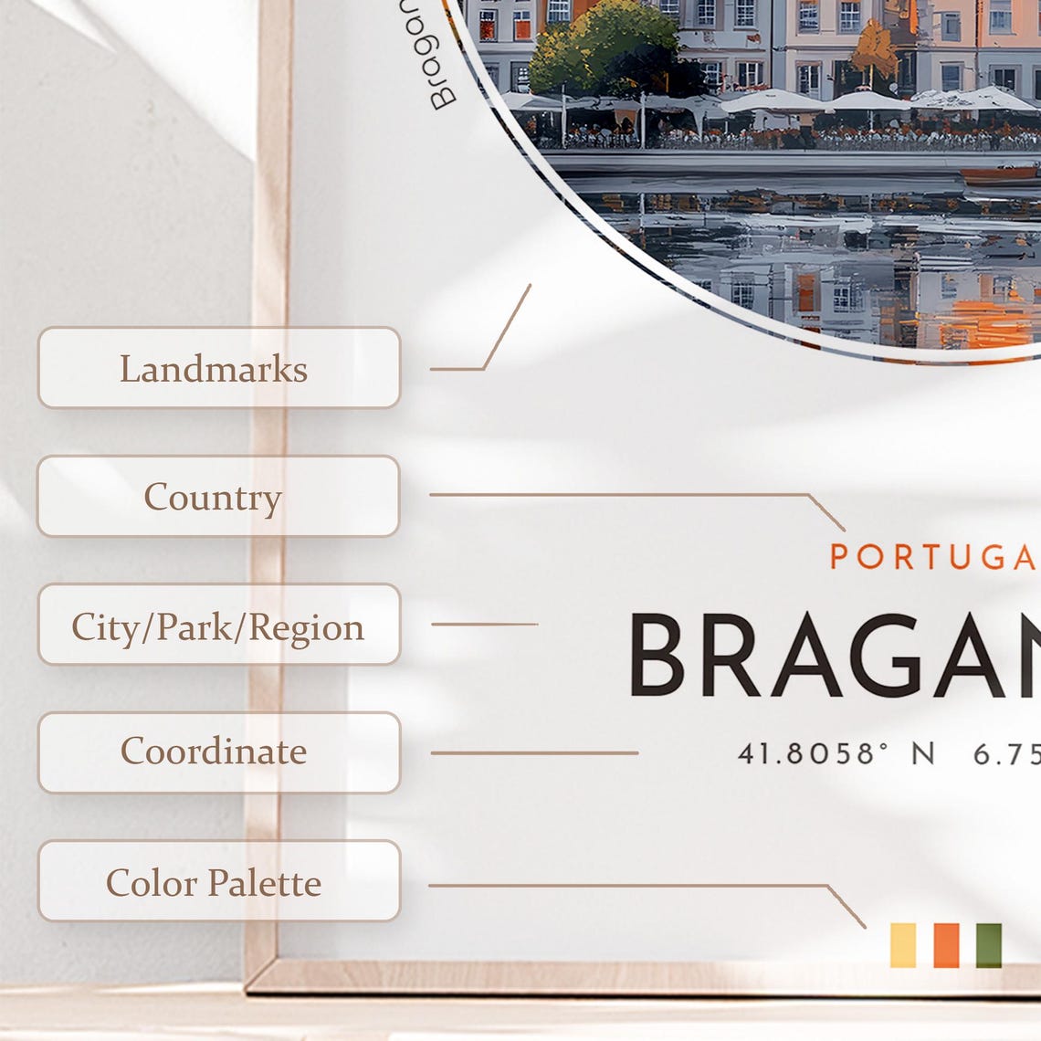 Bragana City Poster Portugal Travel Print Wall Art Travel Gift Landscape City Art Wall Decor Birthday Gift - Image 2