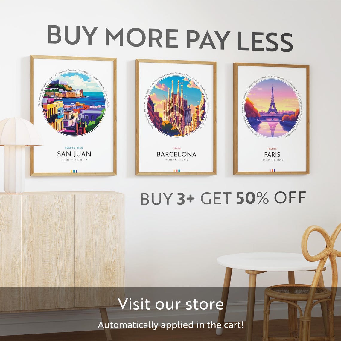 San Juan City Poster Puerto Rico Travel Print Wall Art Travel Gift Landscape City Art Wall Decor Birthday Gift - Image 2