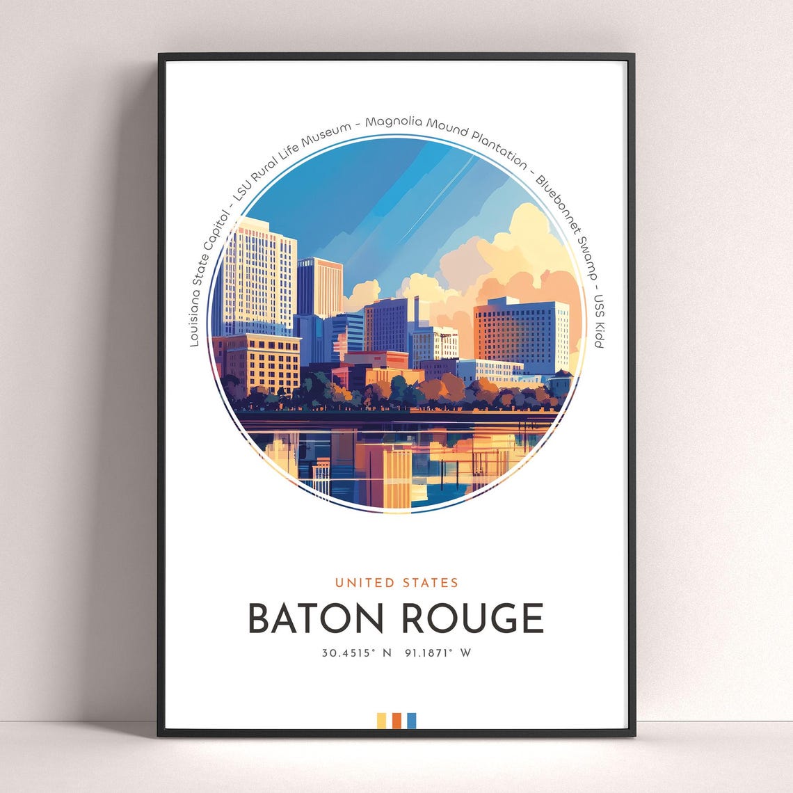 Baton Rouge City Poster United States Travel Print Wall Art Travel Gift Landscape City Art Wall Decor Birthday Gift - Image 4