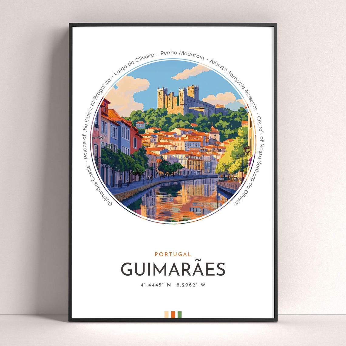 Guimaraes City Poster Portugal Travel Print Wall Art Travel Gift Landscape City Art Wall Decor Birthday Gift