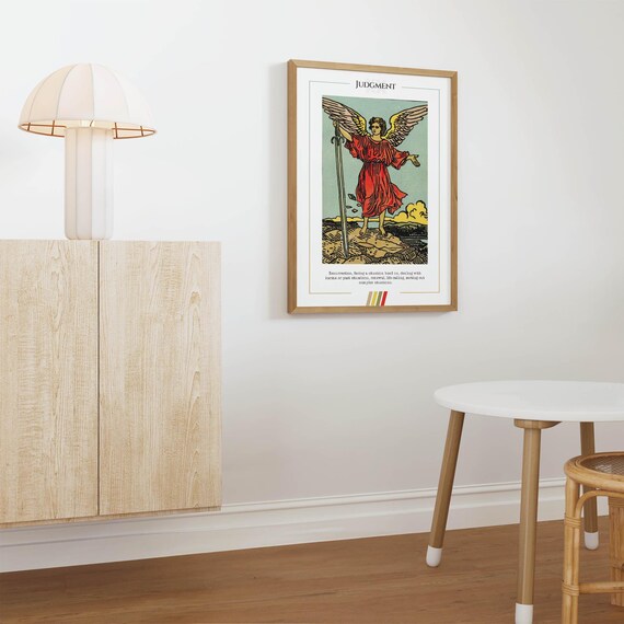 Judgment Tarot Card Angel With Sword Vintage Illustration Poster