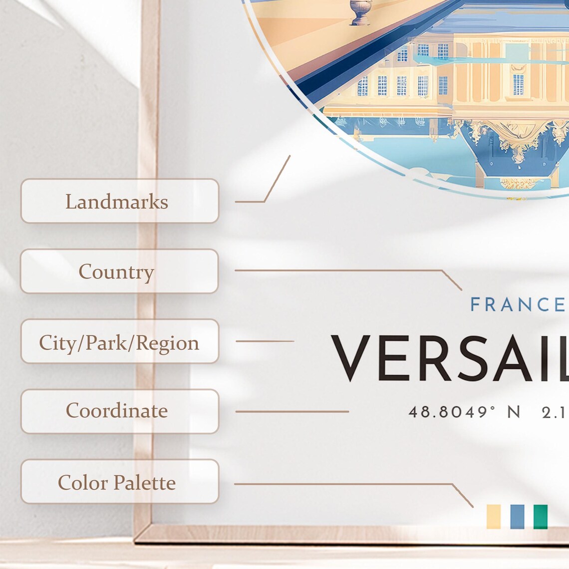 Versailles City Poster France Travel Print Wall Art Travel Gift Landscape City Art Wall Decor Birthday Gift - Image 2