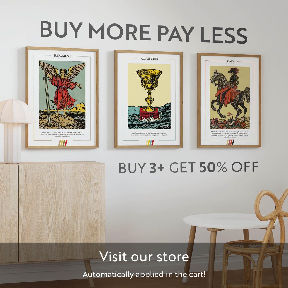 Judgment Tarot Card Angel With Sword Vintage Illustration Poster - Image 3