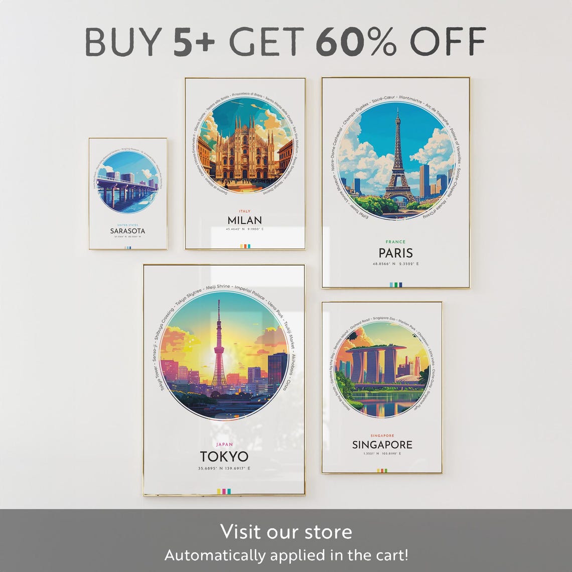 Sarasota City Poster United States Travel Print Wall Art Travel Gift Landscape City Art Wall Decor Birthday Gift - Image 2