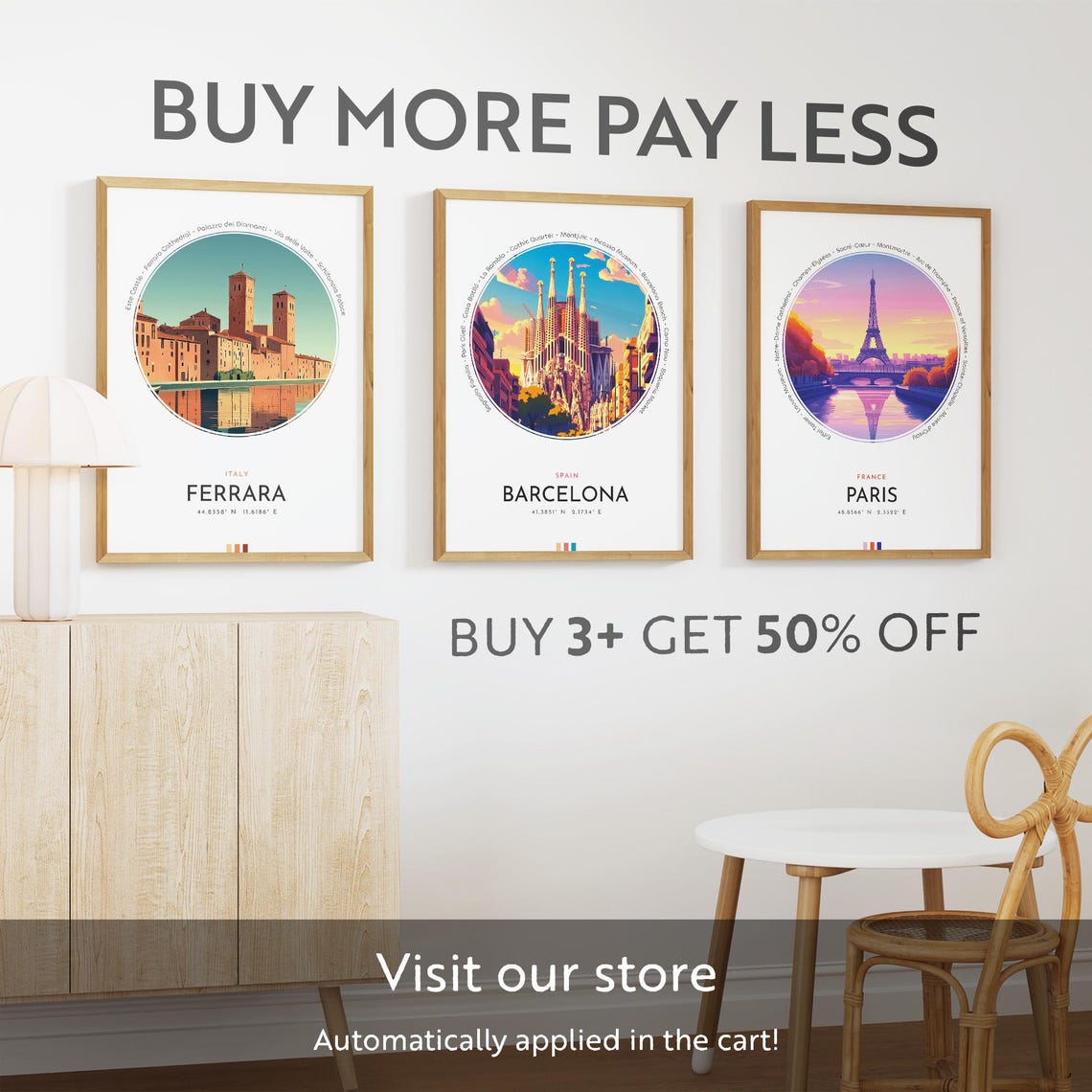 Ferrara Italy Medieval Towers Riverside Old Town Travel Poster - Image 3
