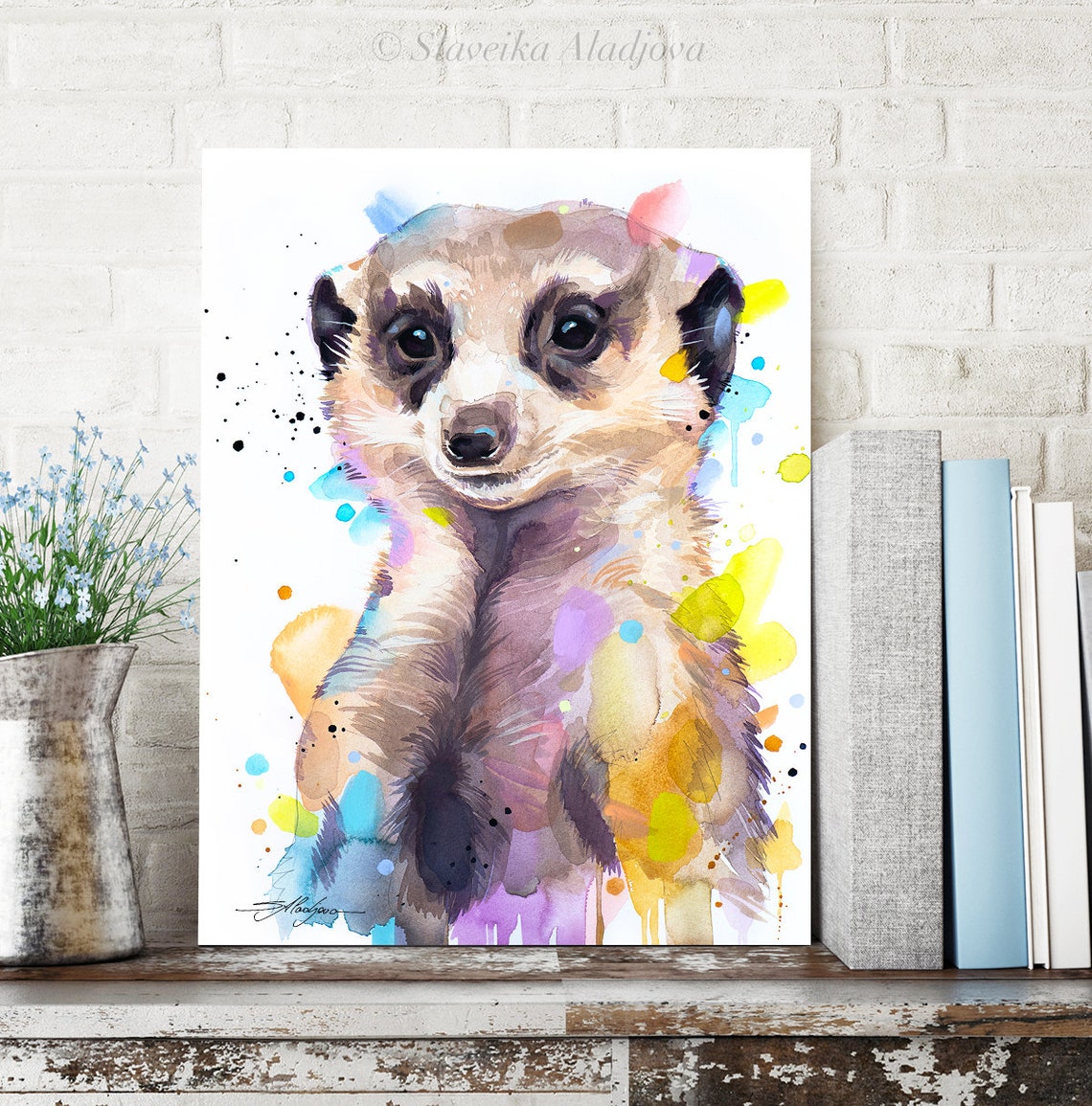 Meerkat Watercolor Animal Portrait Print By Slaveika Aladjova - Image 4